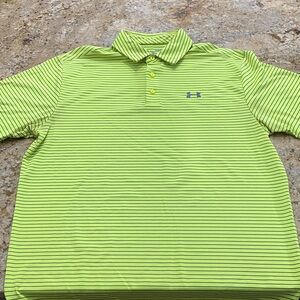 Under Armour Men's Lime and Black Striped Polo